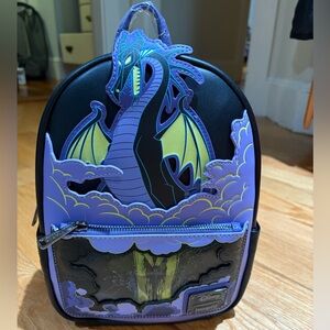 Loungefly Disney Maleficent Dragon Glow-in-the-Dark Mini Backpack- NWT